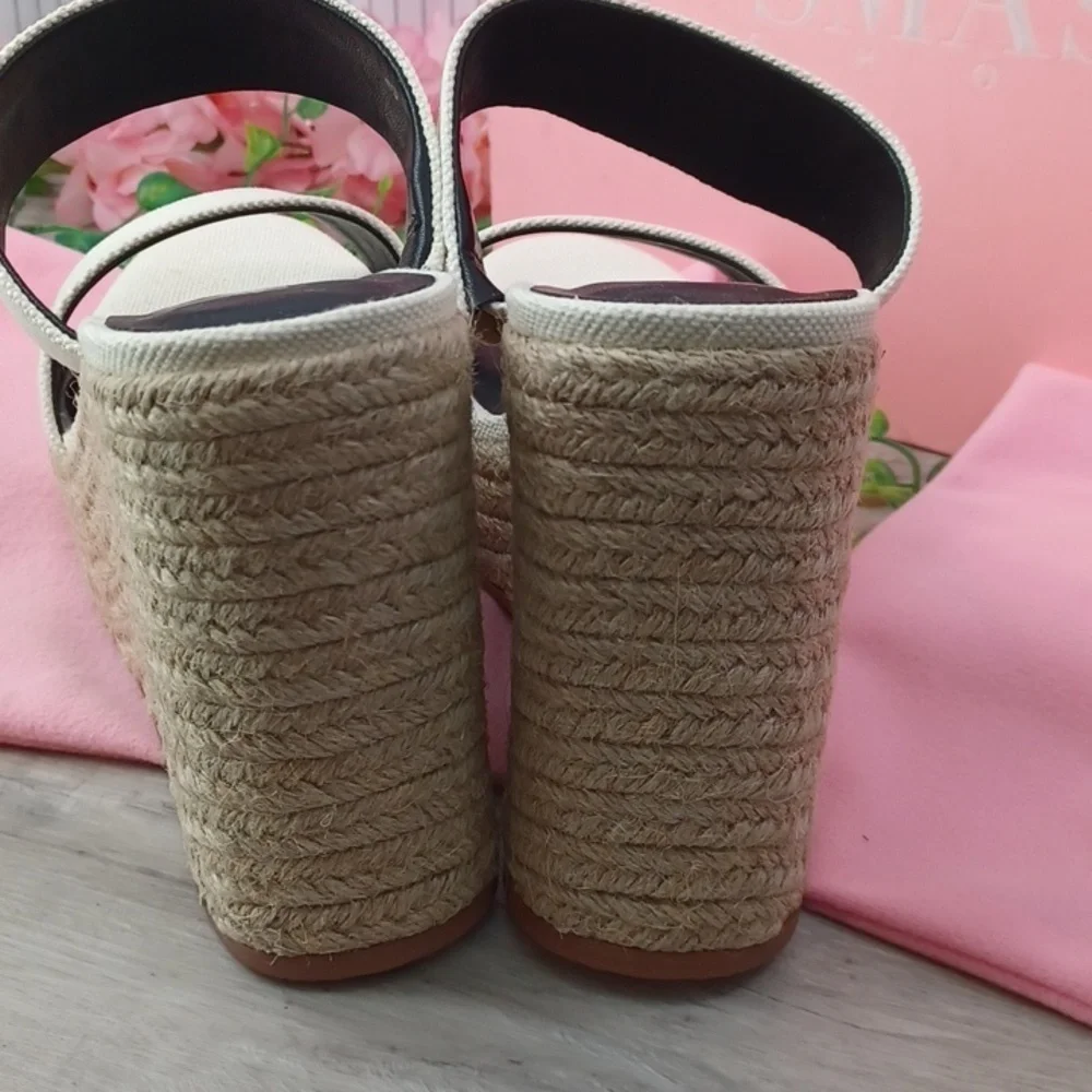 SMASH Shoes Women's Luna Two-Strap Slide Espadrille Wedge Sandals NIB